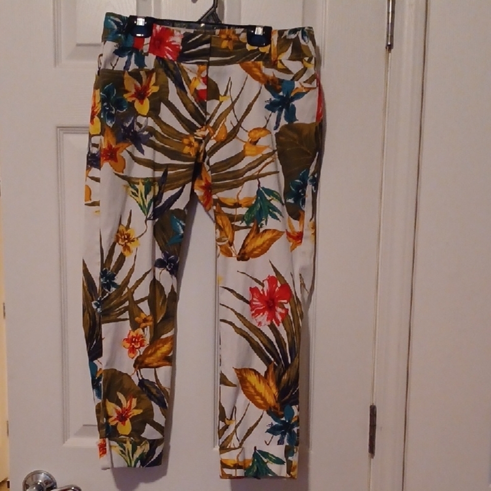 -- Cache Multicolor Leaf Print Pants - image 3